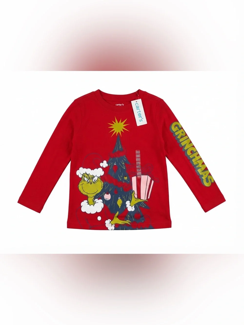 Carter’s The Grinch Christmas Long Sleeve Tee Size 5 Boys Red Grinchmas Shirt